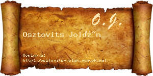Osztovits Jolán névjegykártya